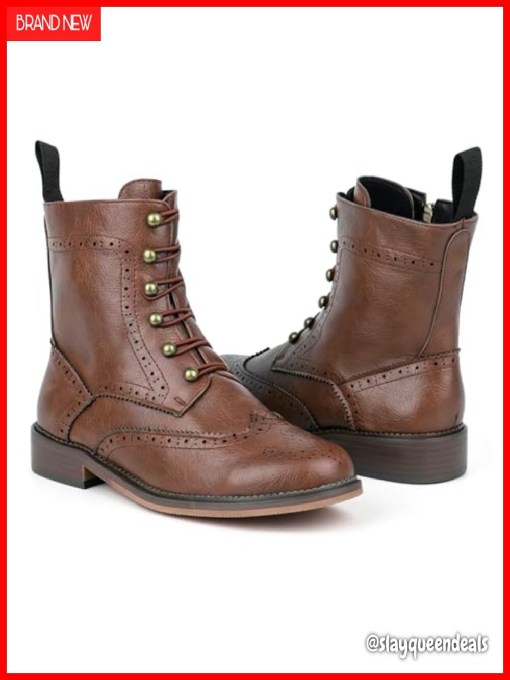 Leather Wingtip Brogue Lace-Up Ankle Boots - Picture 4 of 6